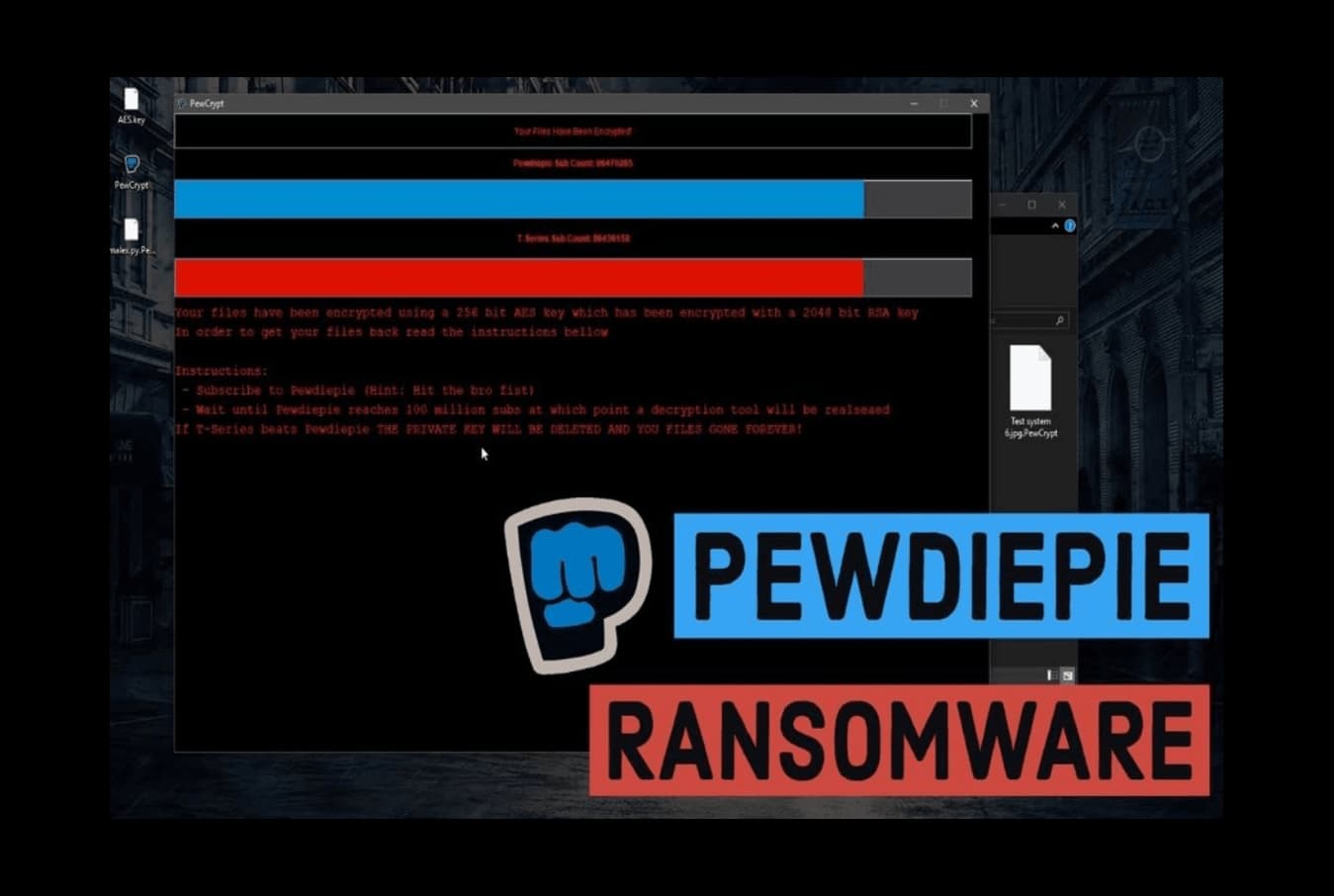 PewDiePie ransomware forcing users to subscribe him on YouTube