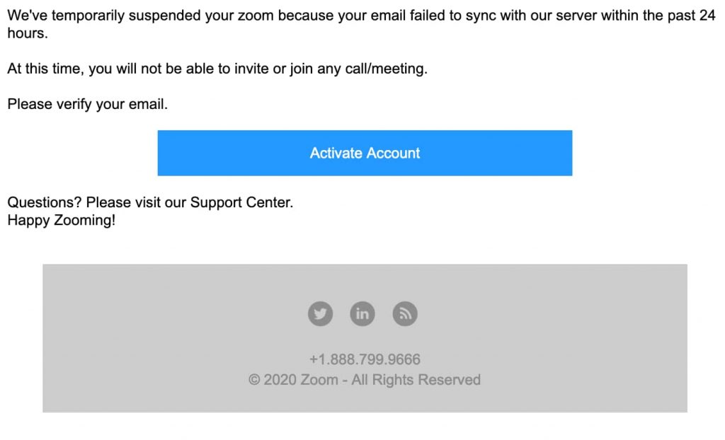 'Zoom account is suspended' phishing scam aims at Office 365 credentials