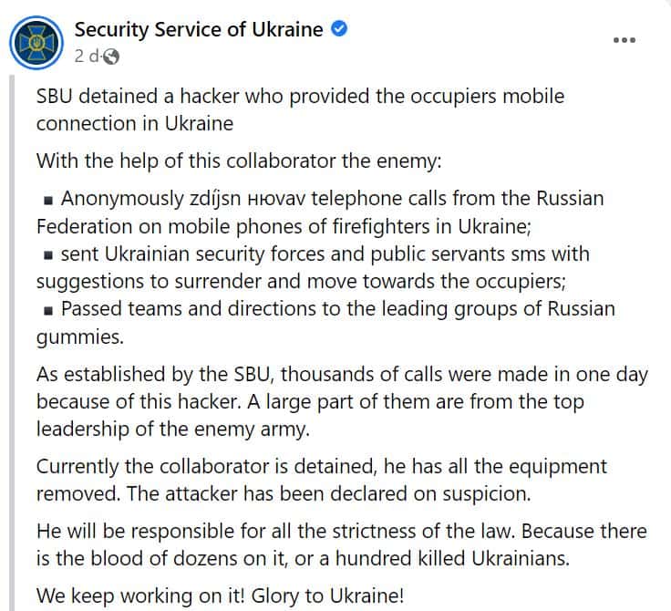 Ukrainian Secret Service Arrested Hacker Helping Russian Troops